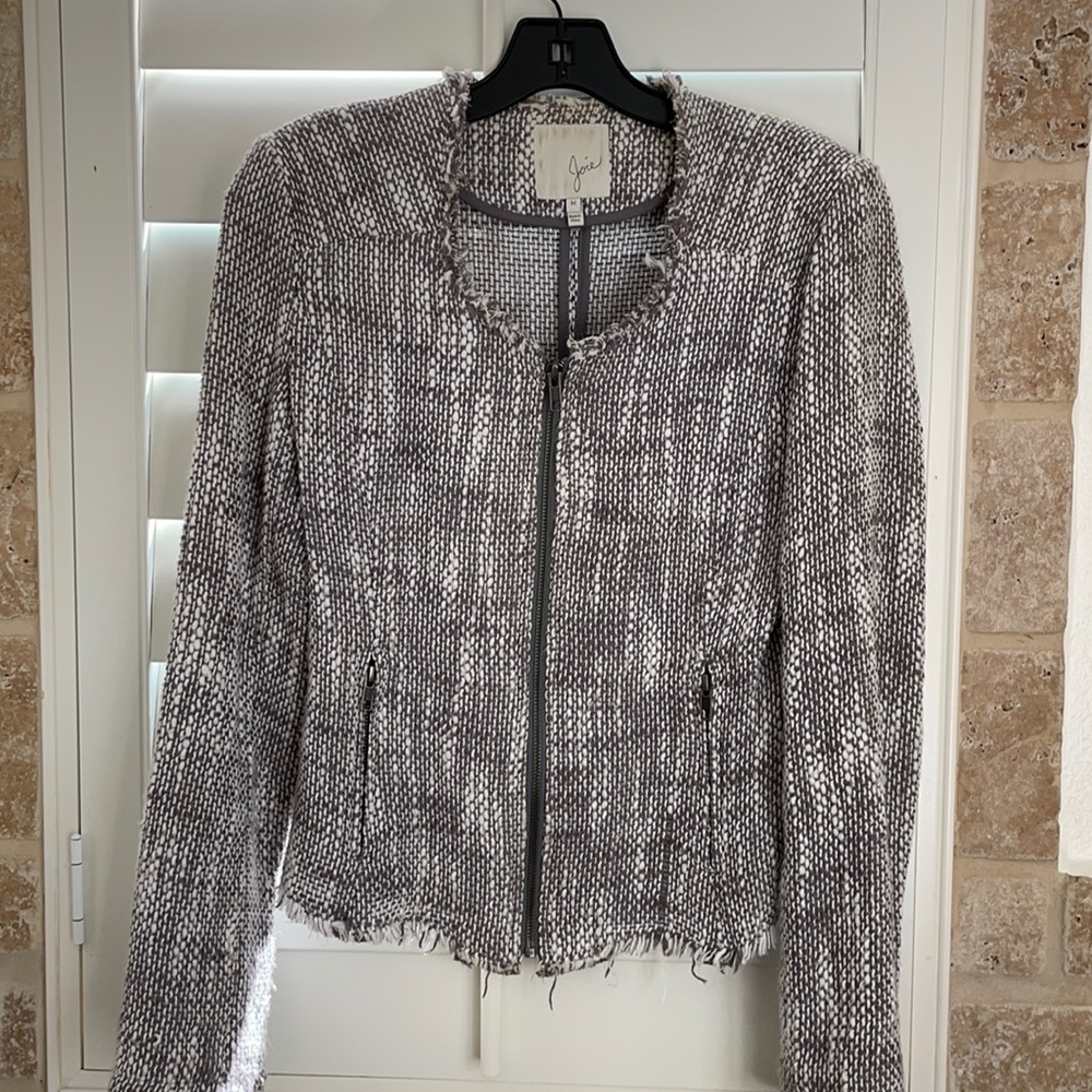 Joie structured raw hem tweed jacket